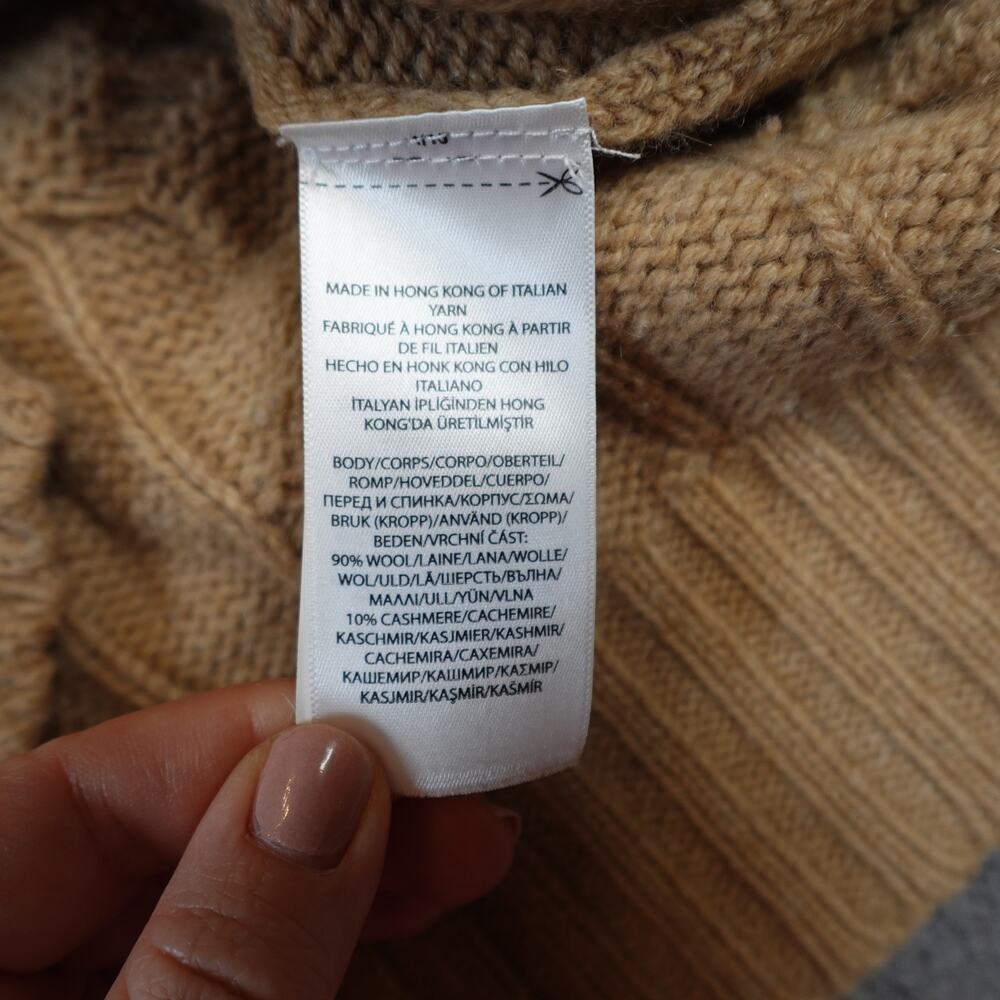 Ralph Lauren Sweater Womens Medium Cable Knit Fisherman Crew Neck Cashmere Wool - Picture 3 of 9